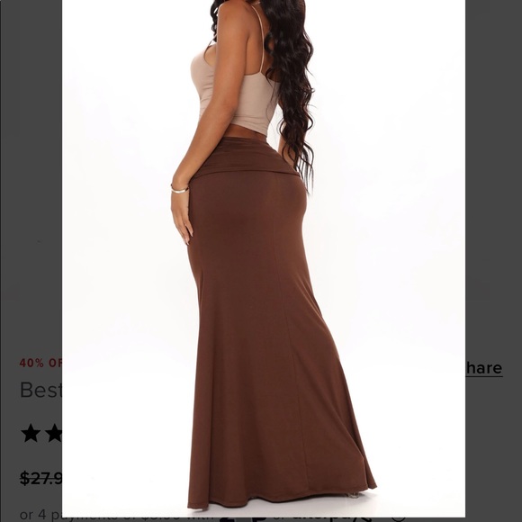 ✨NEW LIST✨Soft Fitted Flare Maxi Skirt Chocolate - Picture 3 of 4